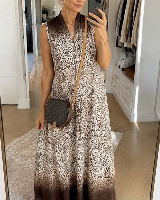 Robe Sans Manches Dégradé Léopard