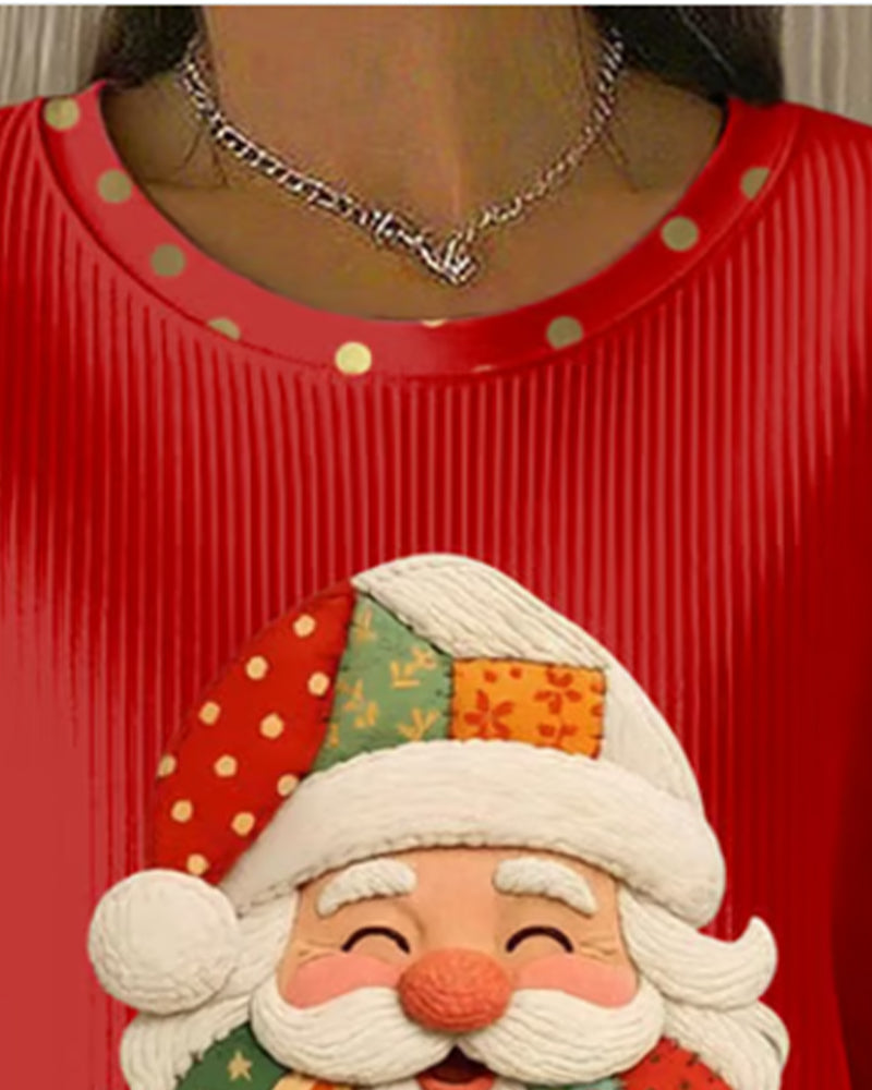 Sweat À Imprimé De Noël Rayé À Pois