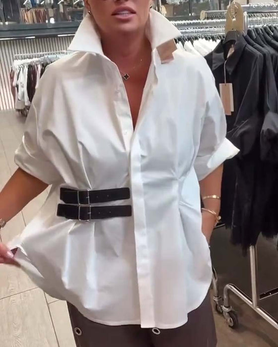 Chemise Design Boucle de Ceinture Revers