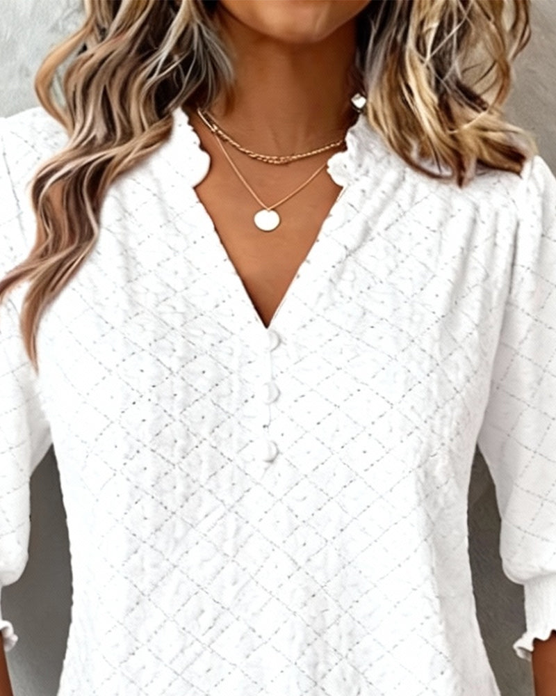 Haut Col V Argyle Manches Courtes