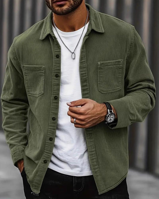 👔 Veste Chemise Décontractée En Velours Côtelé Pour Homme – Texture Classique Rencontre Confort Quotidien