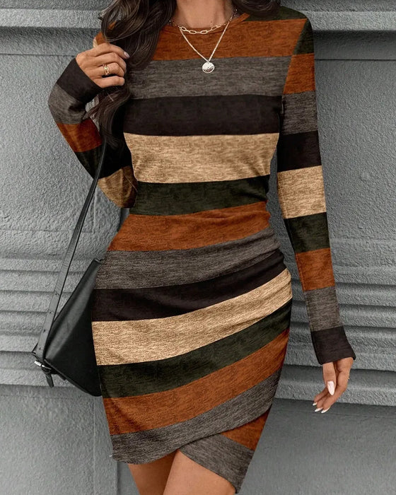 Robe Vintage Rayure Manche Longue