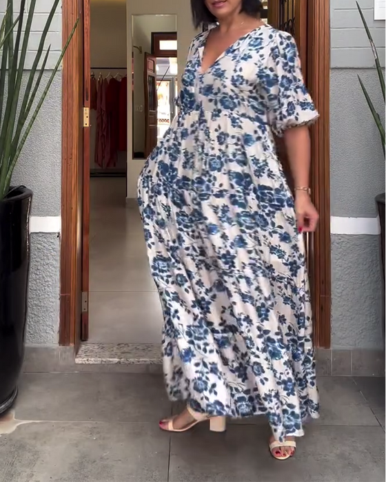 Robe Manches Courtes Imprimé Floral