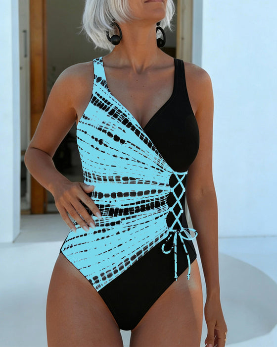 Maillot De Bain Une Pièce Color-Block À Pois