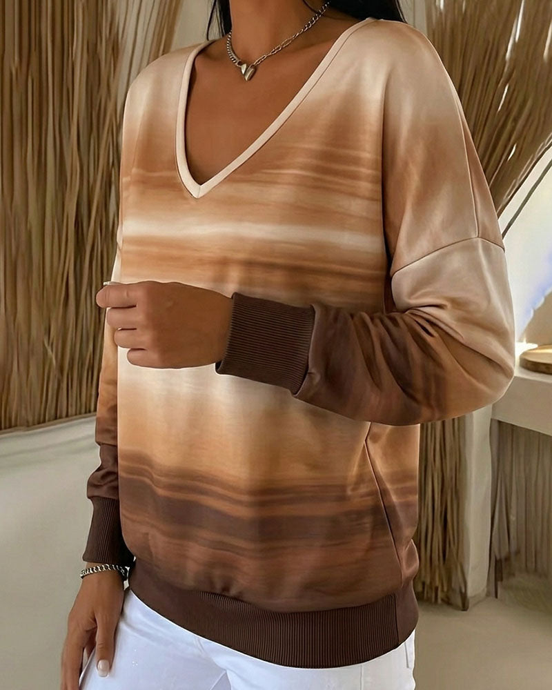 Sweatshirts Col V Manche Longue Ombre