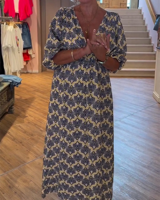 Robe Vintage Profond Col V Floral
