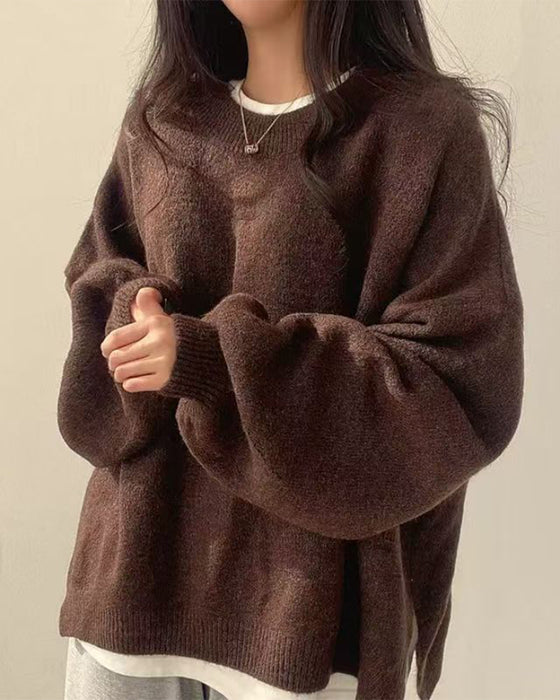 Pull Col Rond Côté Fente