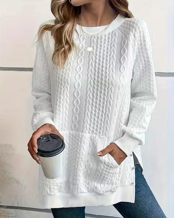 Sweatshirt Avec Pochette Et Fendu-Hem Caractéristiques