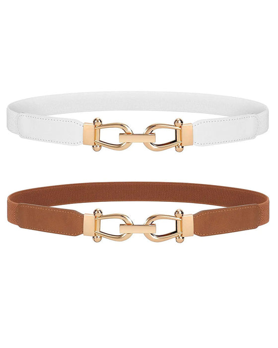 Ceinture Taille Stretch Pour Femme Ceinture Élastique Rétro Fine Avec Boucle Dorée