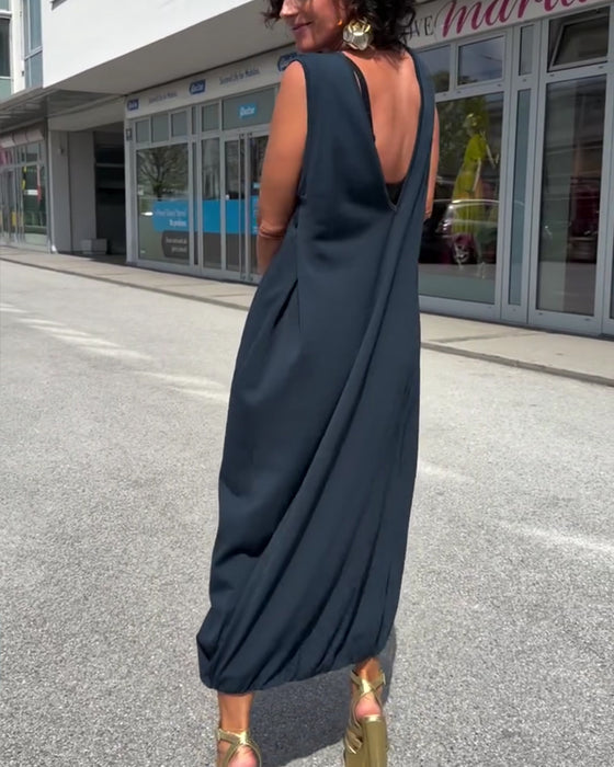 Robe Col Mock Sans Manches Lâche