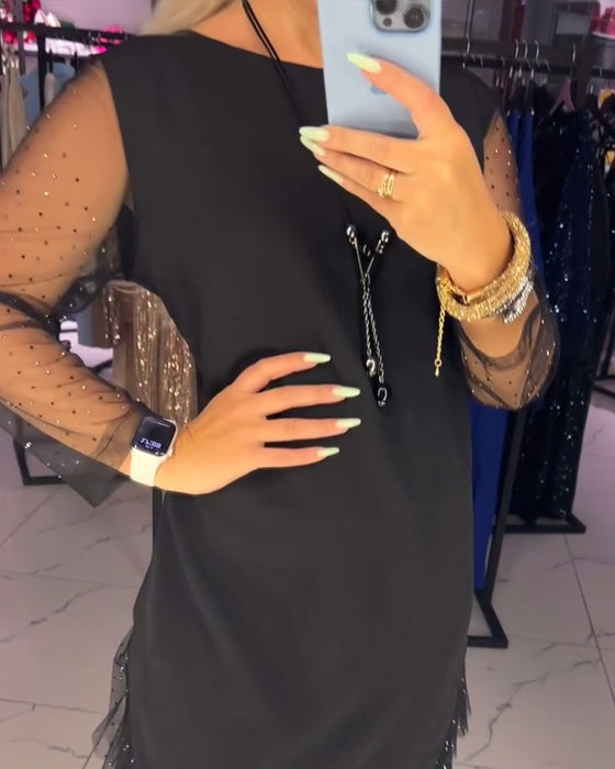 Robe Col Rond Mesh Transparent Couture