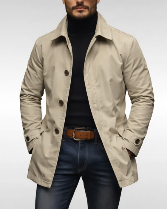 Imperméable Long Manteau | Homme Isolé Bouton Veste Vêtements D'Extérieur