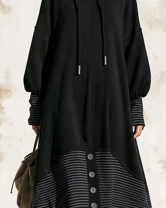 Robe Col Roulé Cordon De Serrage Rayé