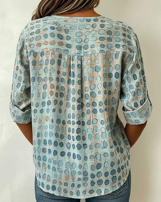 Chemisier Polka Dot Bouton Imprimé