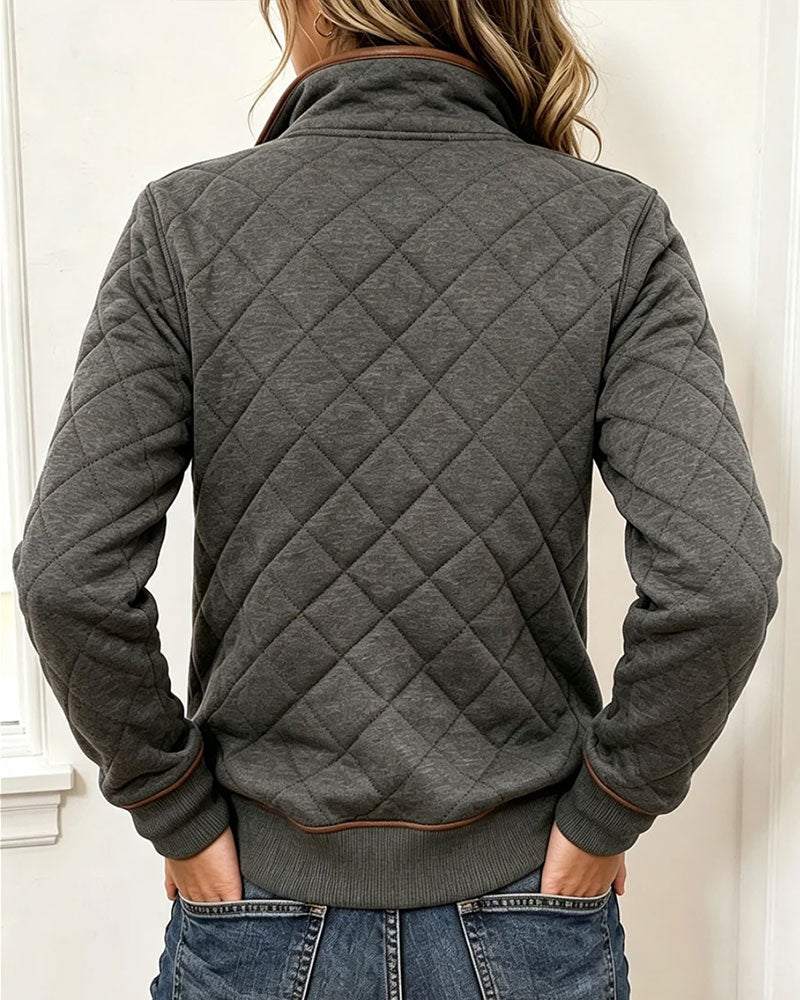 Sweatshirt Argyle Demi-Zip Col