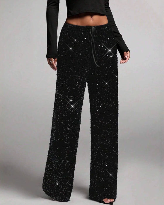 Pantalon Mode Cordon De Serrage Jambe Droite