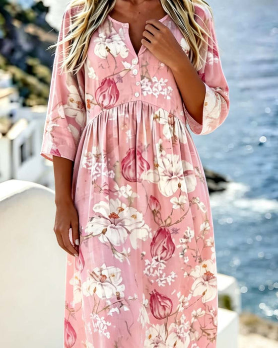 Robe Grande Fleur Loose Vacances Maxi