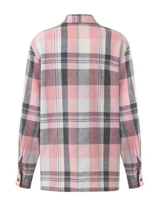 Blouse Écossais Ample Boutonné Chemise