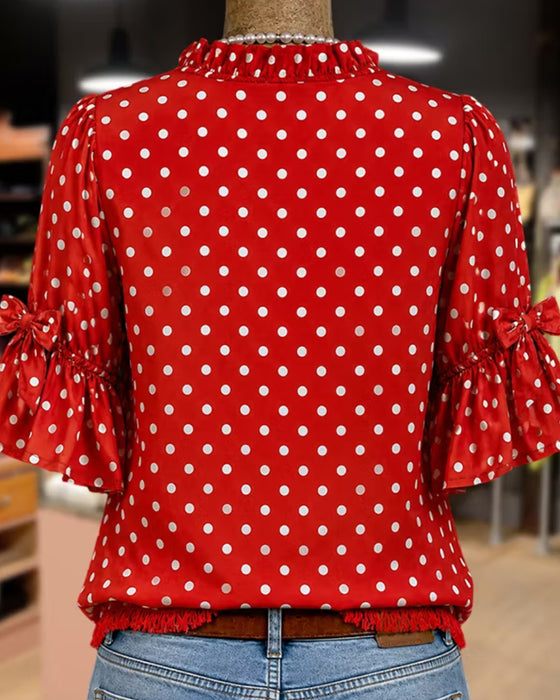Chemise Pois Volant Nœud