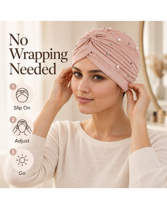 Chapeau Perle Plissé Pré-Noué Turban