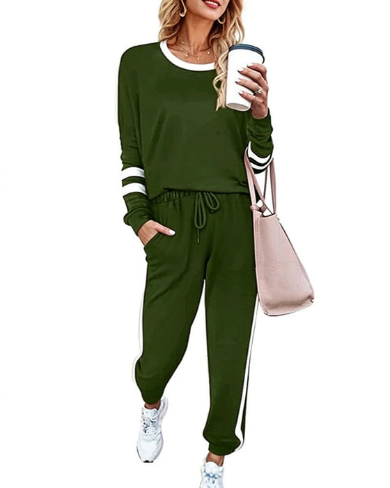Ensemble Col Rond Manches Longues Haut Pantalon De Jogging