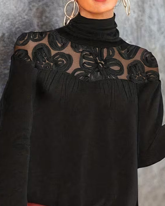 Blouse Col Roulé Froncée Florale