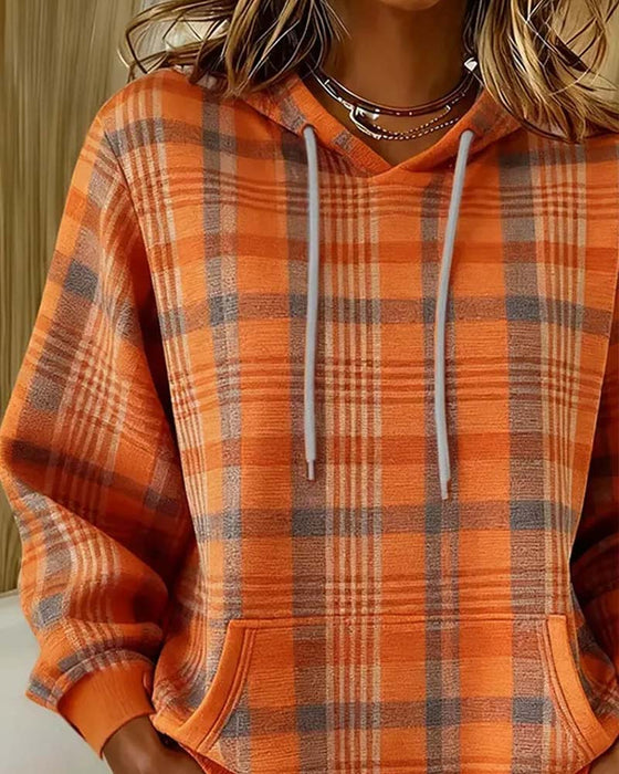 Hoodie Carreau Poche Décontracté
