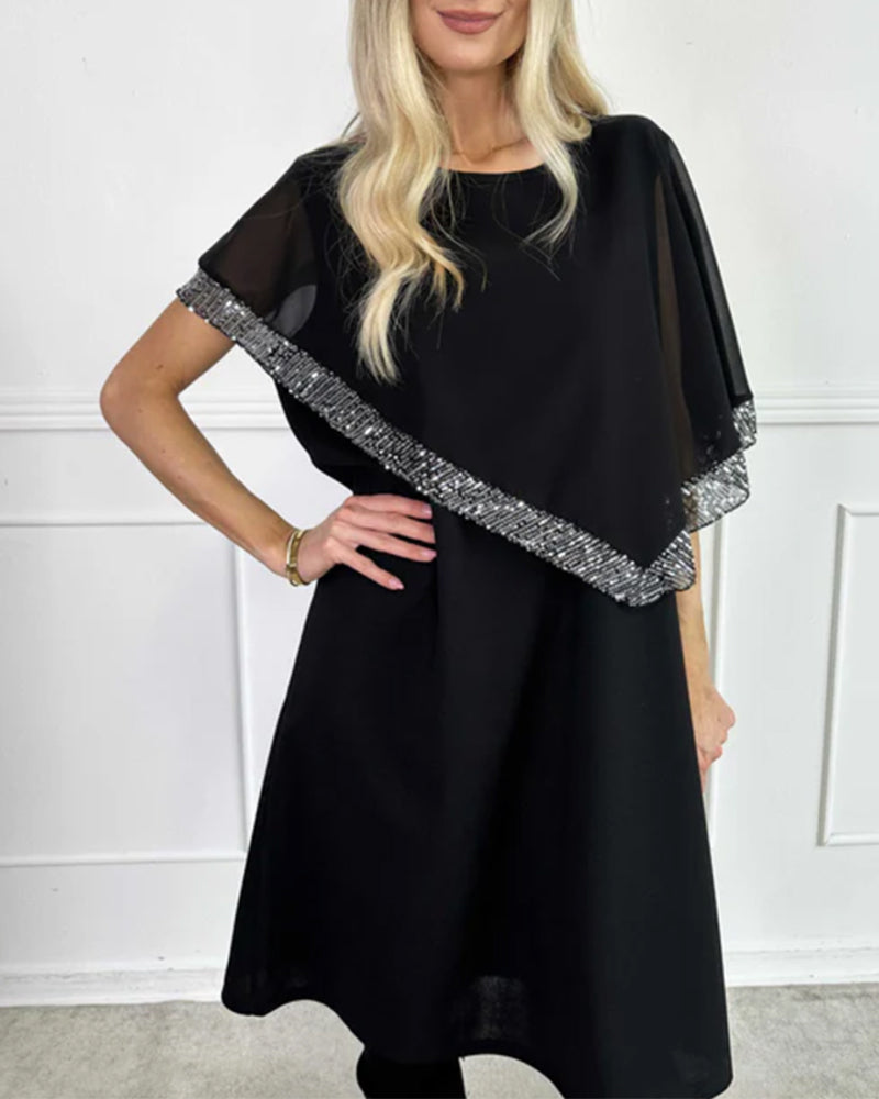 Robe Tendance Unie Avec Châle