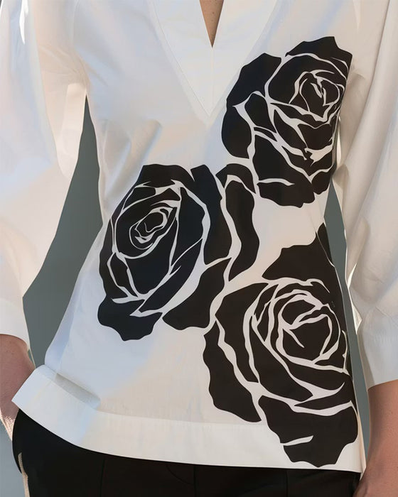 Blouse Col V Imprimé Floral