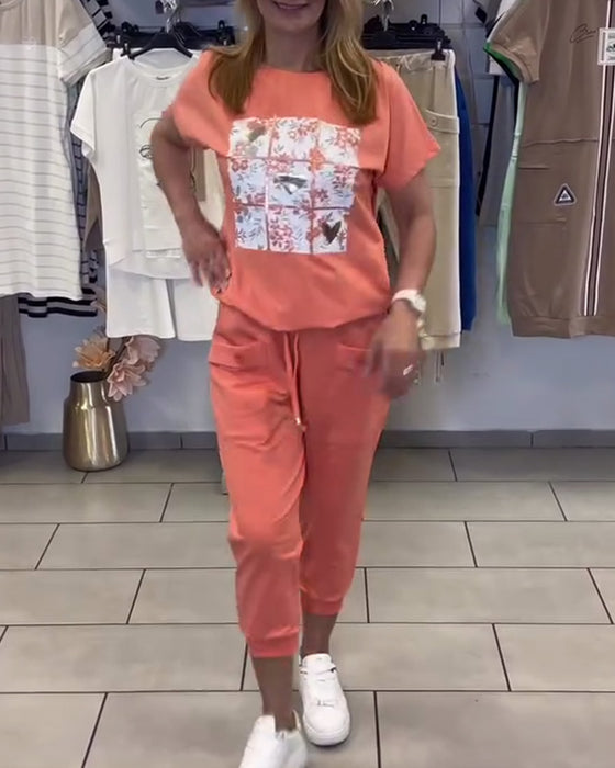 Ensemble Décontracté Pantalon Court Imprimé
