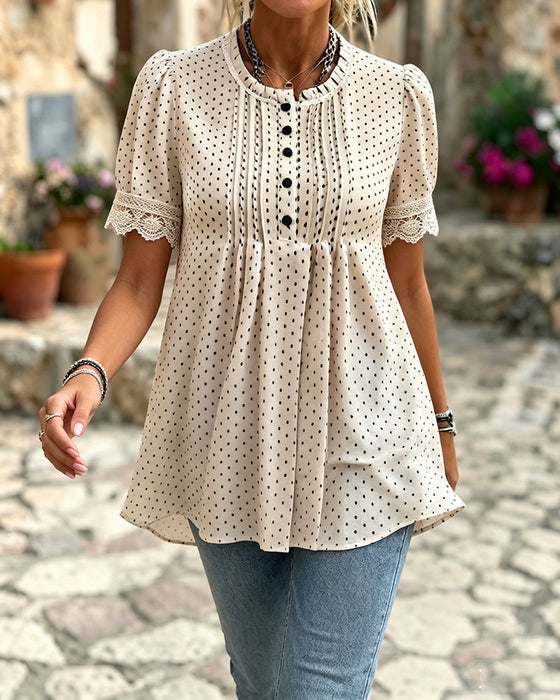 Blouse Manche Bouffante Polka Dot