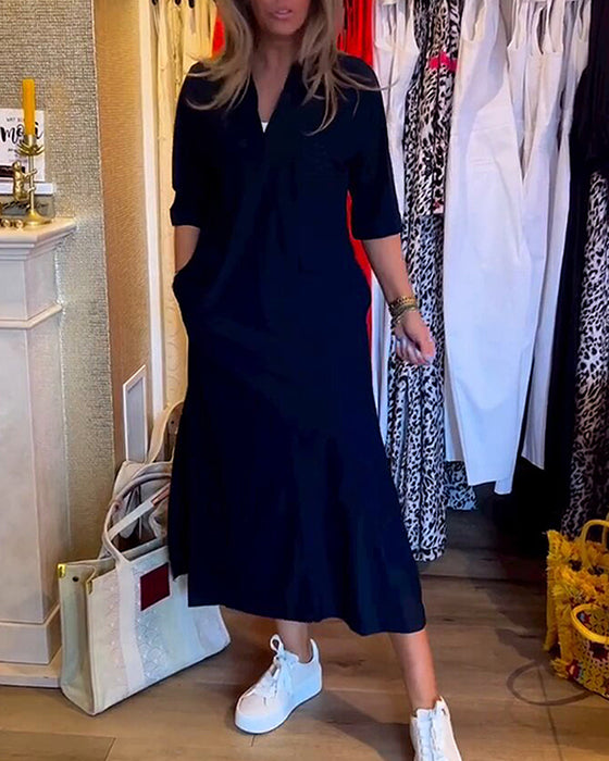 Robe à poches et col en v