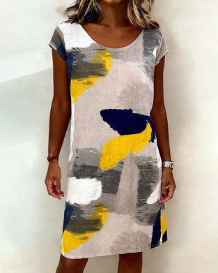 Robe Col Rond Tie-Dye Imprimé