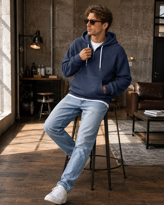 Hoodie Homme Unie Fermeture Éclair Pull