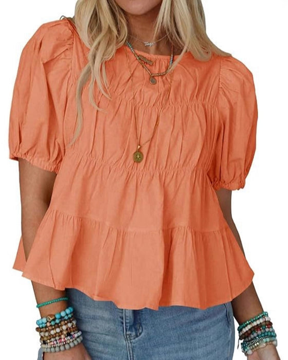 Blouse Manche Bouffante Coupe Loose Volantée