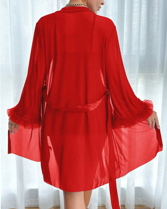 Sexy Dentelle Chemise de Nuit Jarretelles Ensemble