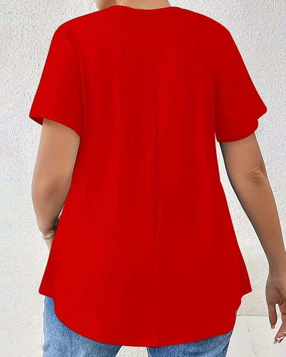 T-Shirt Unie Manches Courtes Bretelle Croisée