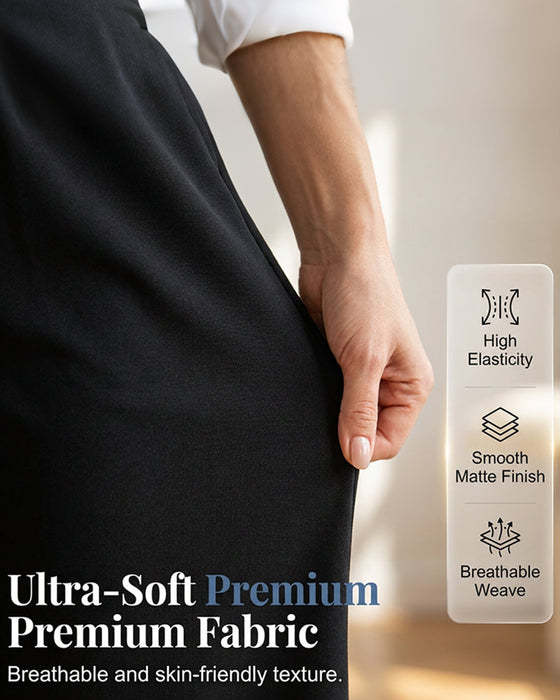 Pantalon Taille Haute Jambe Large Avec Fente Latérale