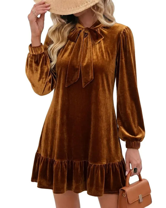 Robe Attache Manche Bouffante Volant