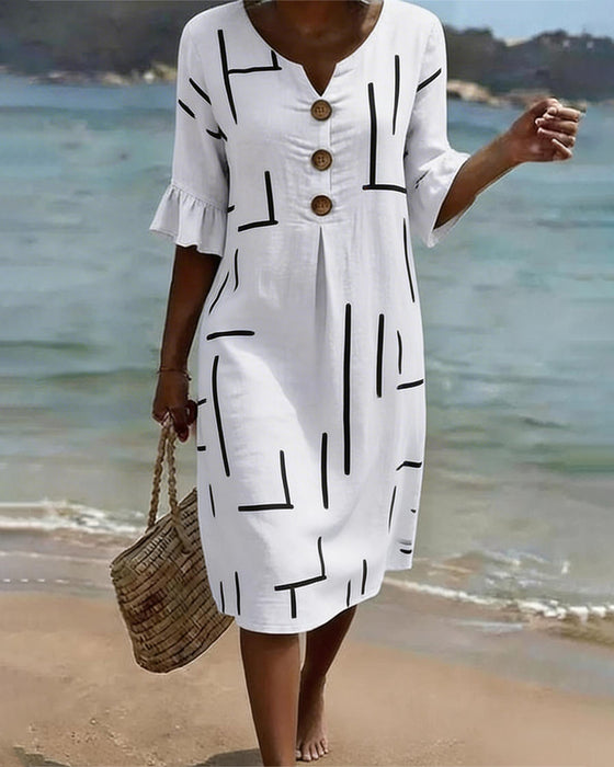 Robe À Lignes Géométriques Avec Décolleté En V