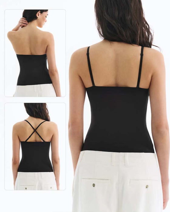 Cami Top Sans Bretelles Unie Soutien-Gorge Intégré