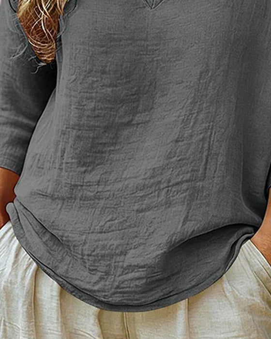 Blouse Épaule Descendue Col V Manches 3/4
