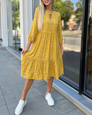 Robe décontractée plissée à fleurs fraîches