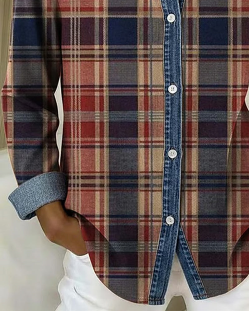 Chemisier À Carreaux Avec Couleurs Contrastées