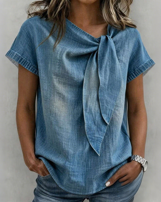 Blouse Manches Courtes À Lacets