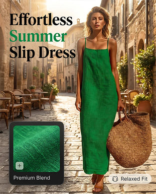 Robe Unie Bretelles Spaghetti Maxi
