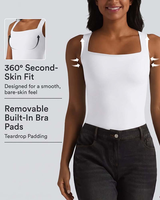 Débardeur Unie Col Carré Soutien-Gorge Intégré