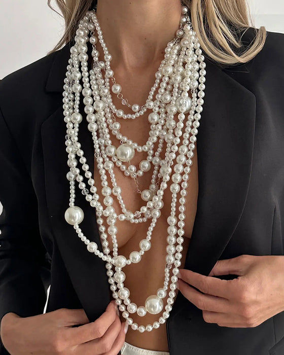 Collier Multi-Couches Long Perle