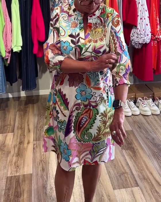 Robe Col Montant Fleuri