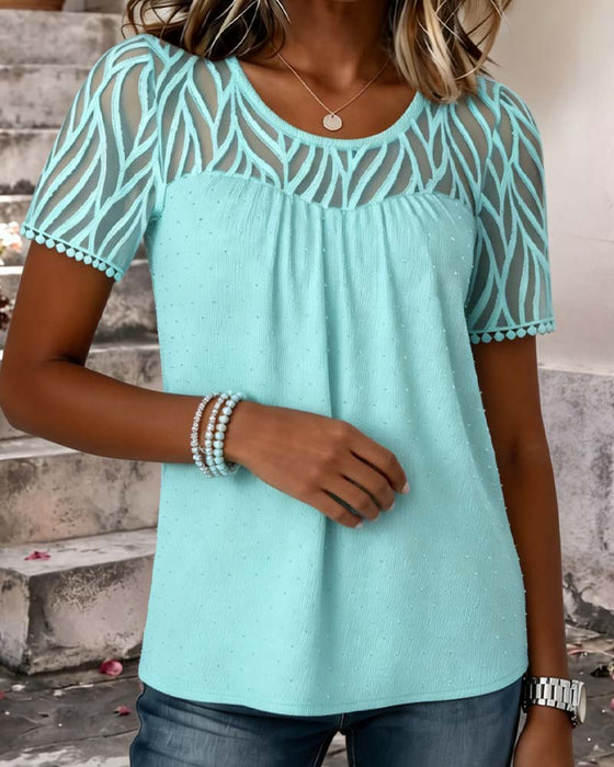 Blouse Mesh Patchwork Unie